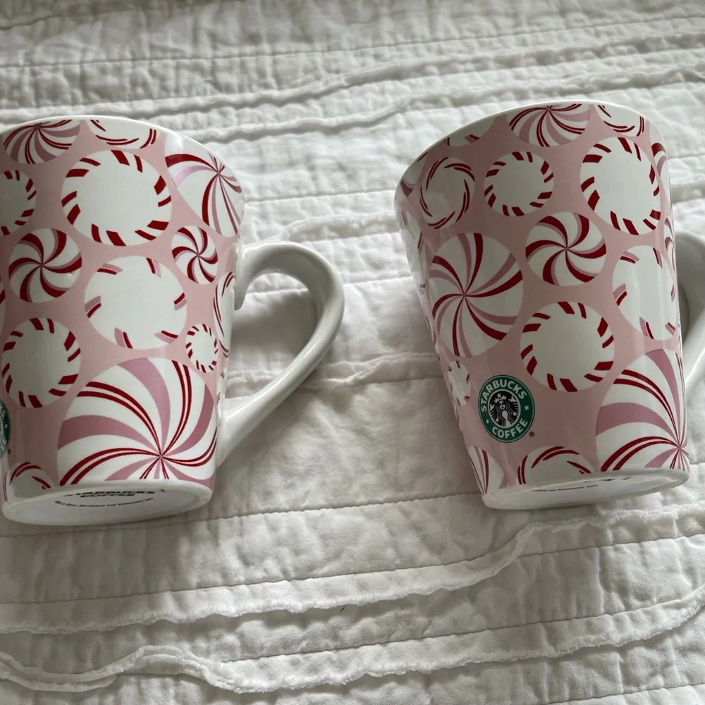 2 Starbucks 2004 Pink Peppermint Mugs! - Picture 3 of 4